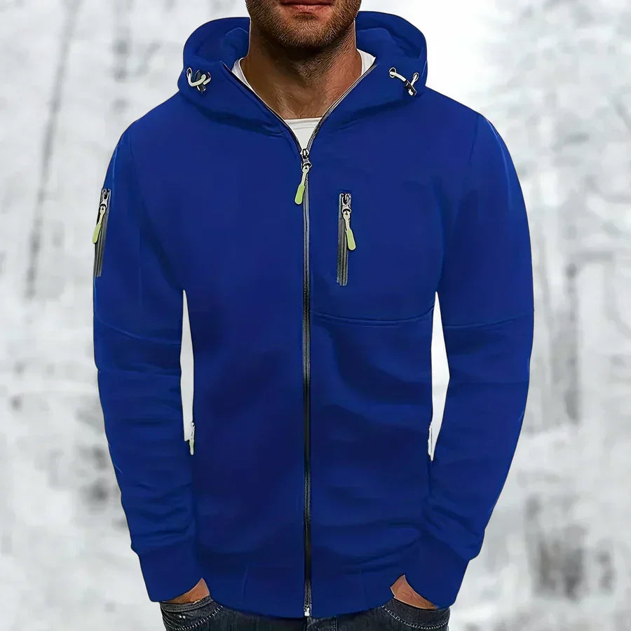 Zip-Front Hoodie with Textured Details and Zippered Pockets