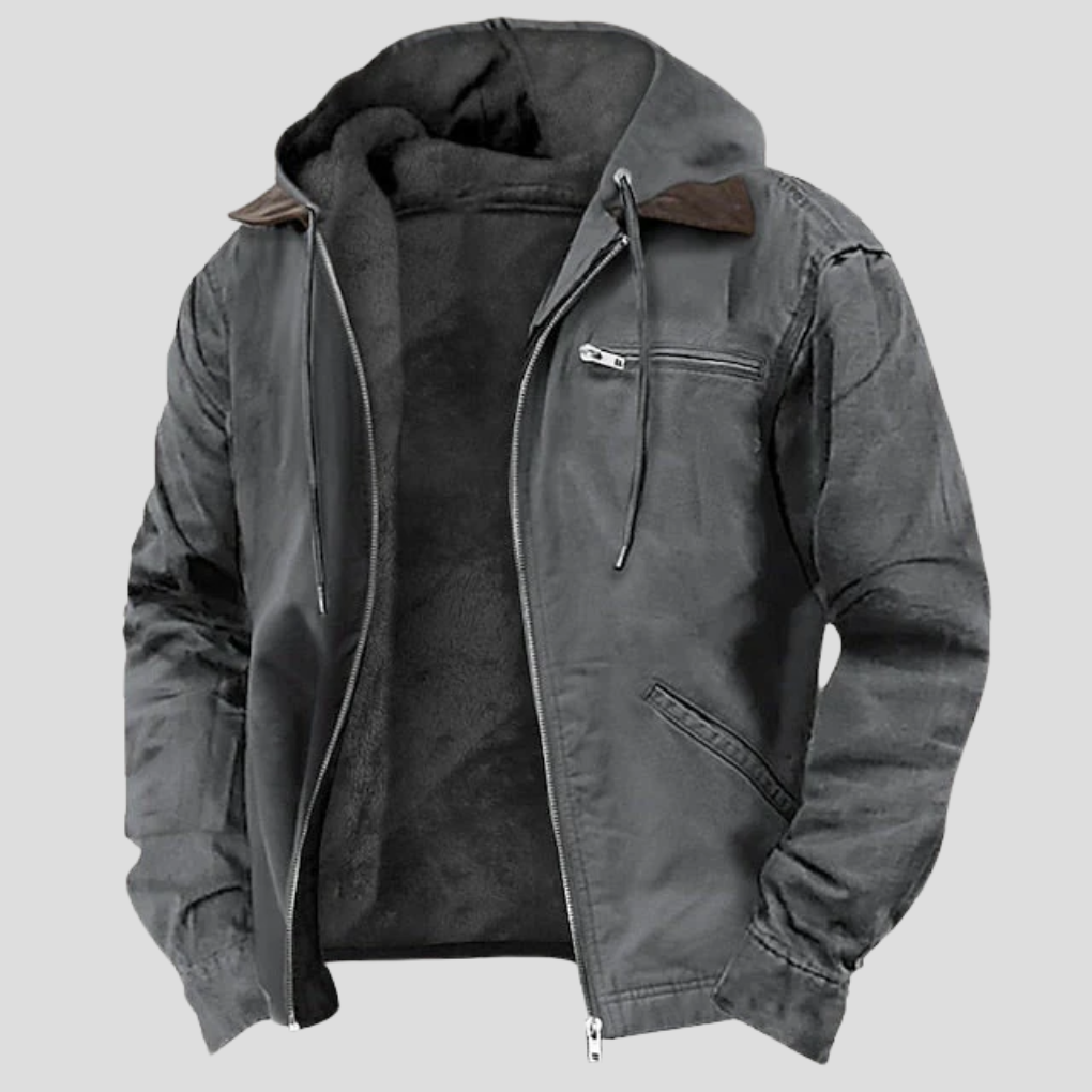 Men's Hooded Sherpa Lined Winter Jacket
