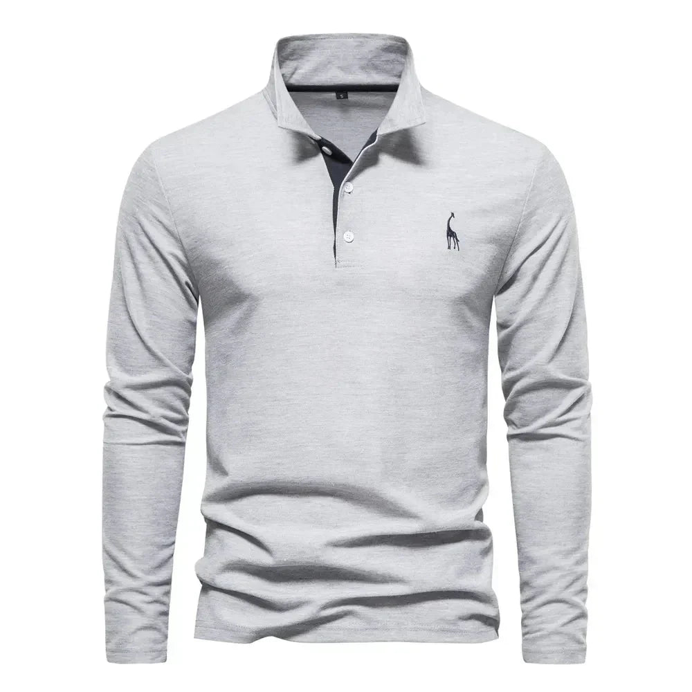 Men's Long Sleeve Polo with Embroidery