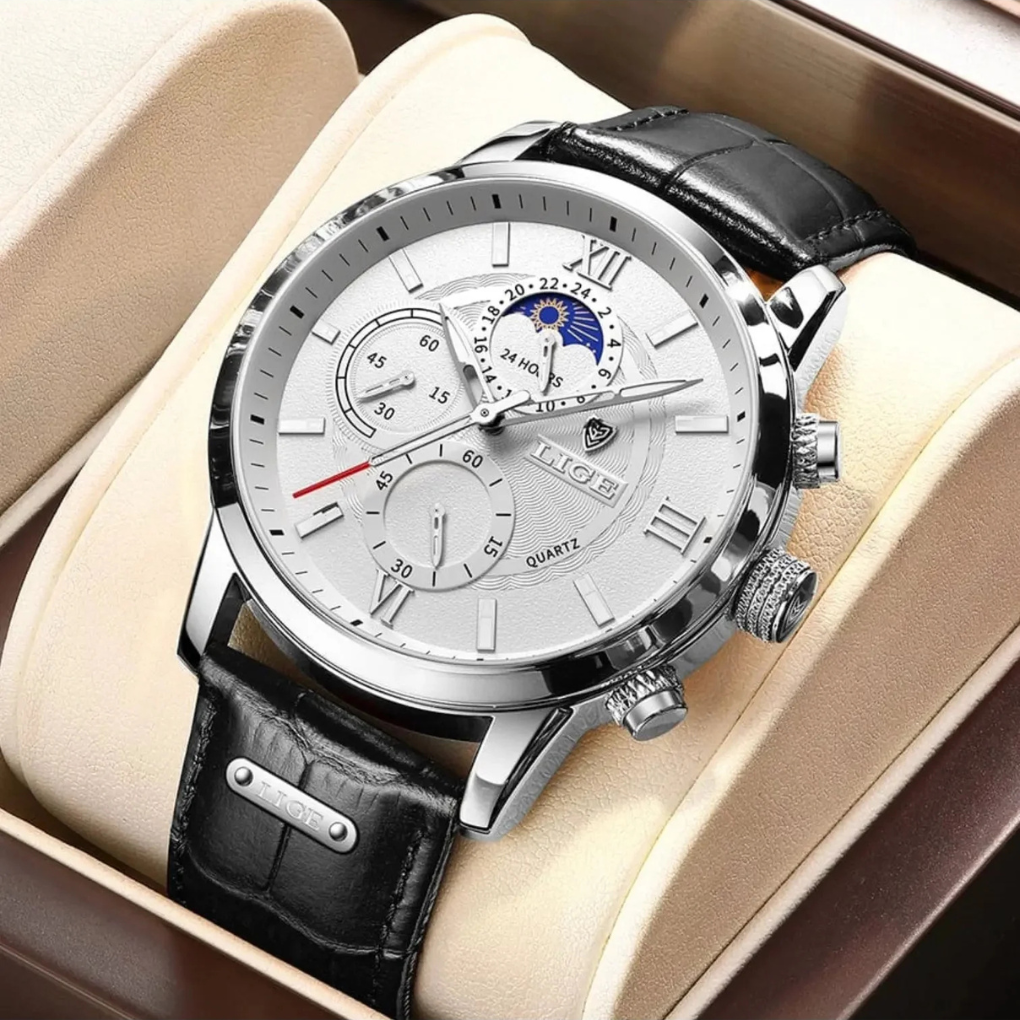 Niki | Men's Quartz Watch with Moon Phase Dial