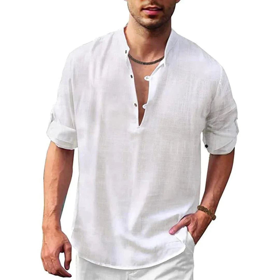 Textured Breathable Linen-Cotton Shirt