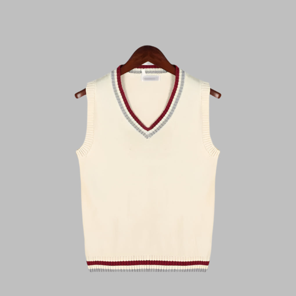 Men's Sleeveless V-Neck Striped Knit Vest