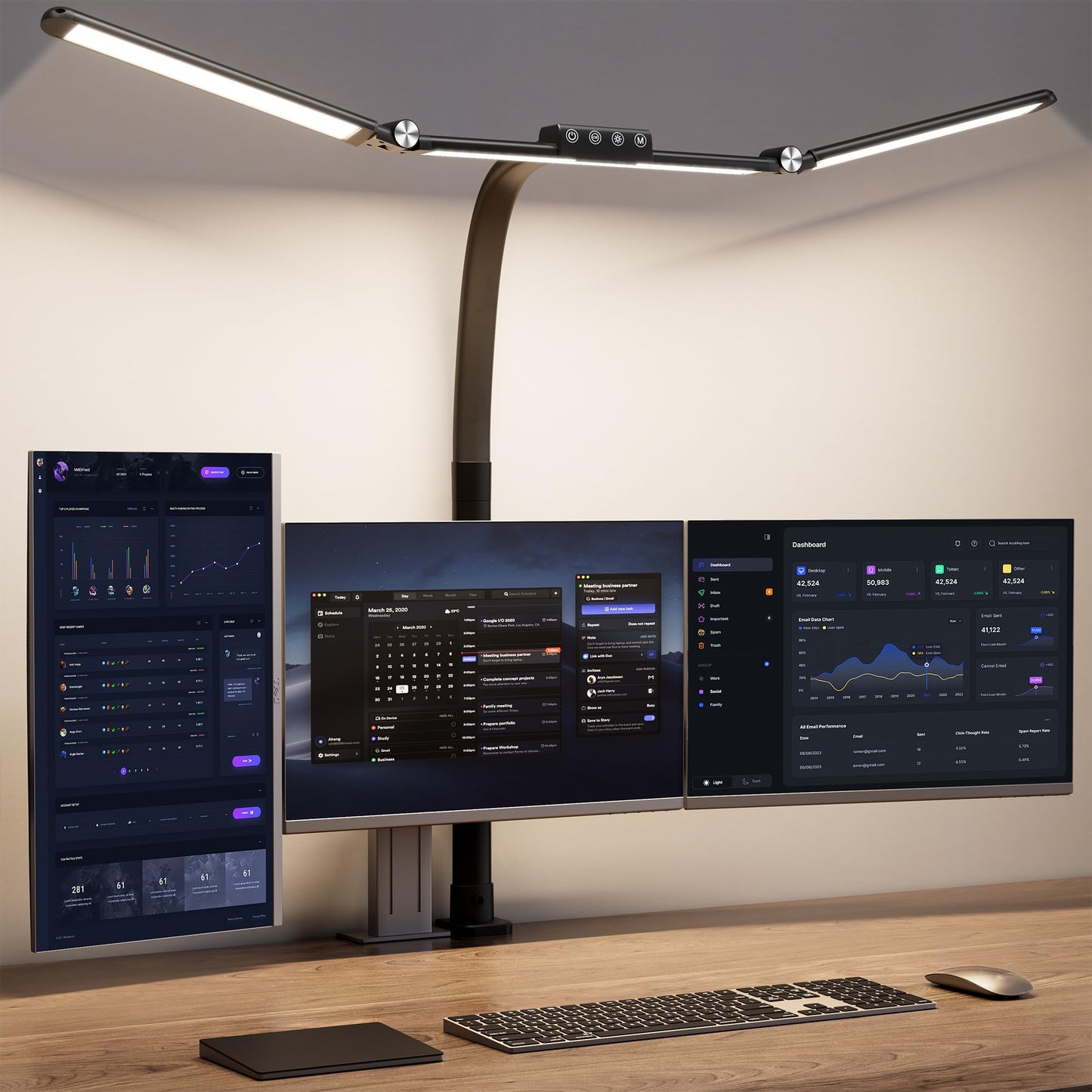 Niki | Office Desk Lamp for Home, 39.3" LED Clamp Lamp with Touch Control