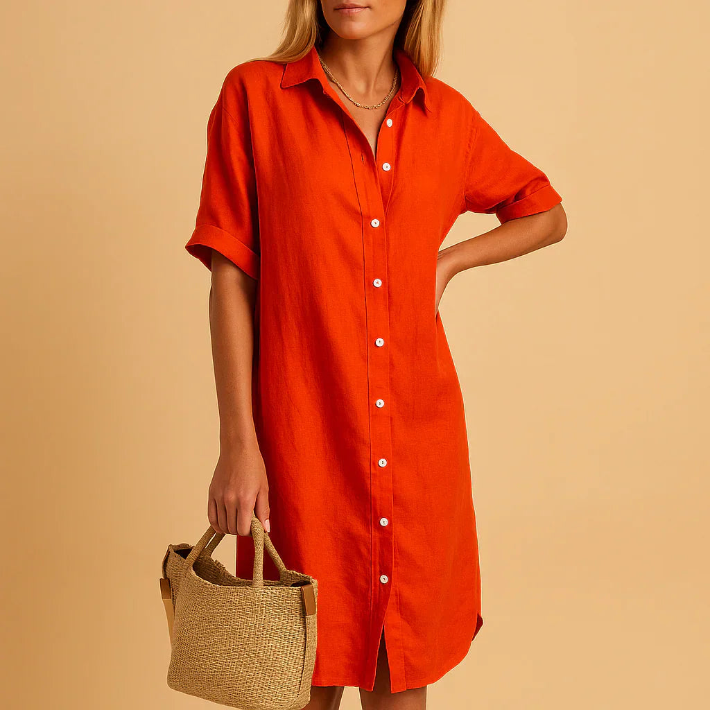 Niki | Relaxed Cotton Blend Shirt Dress