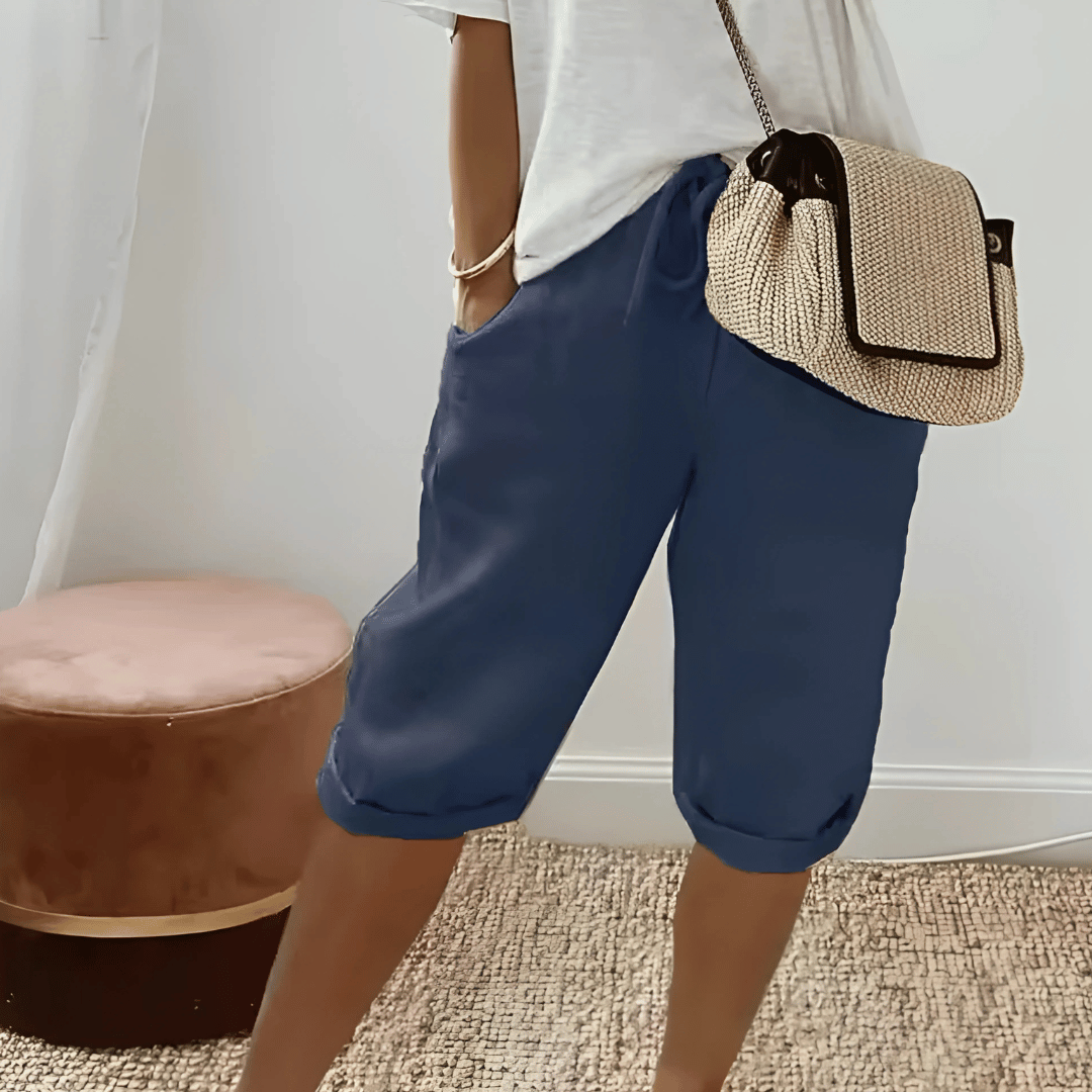 Niki | Breezy Cotton Linen Blend Harem Shorts