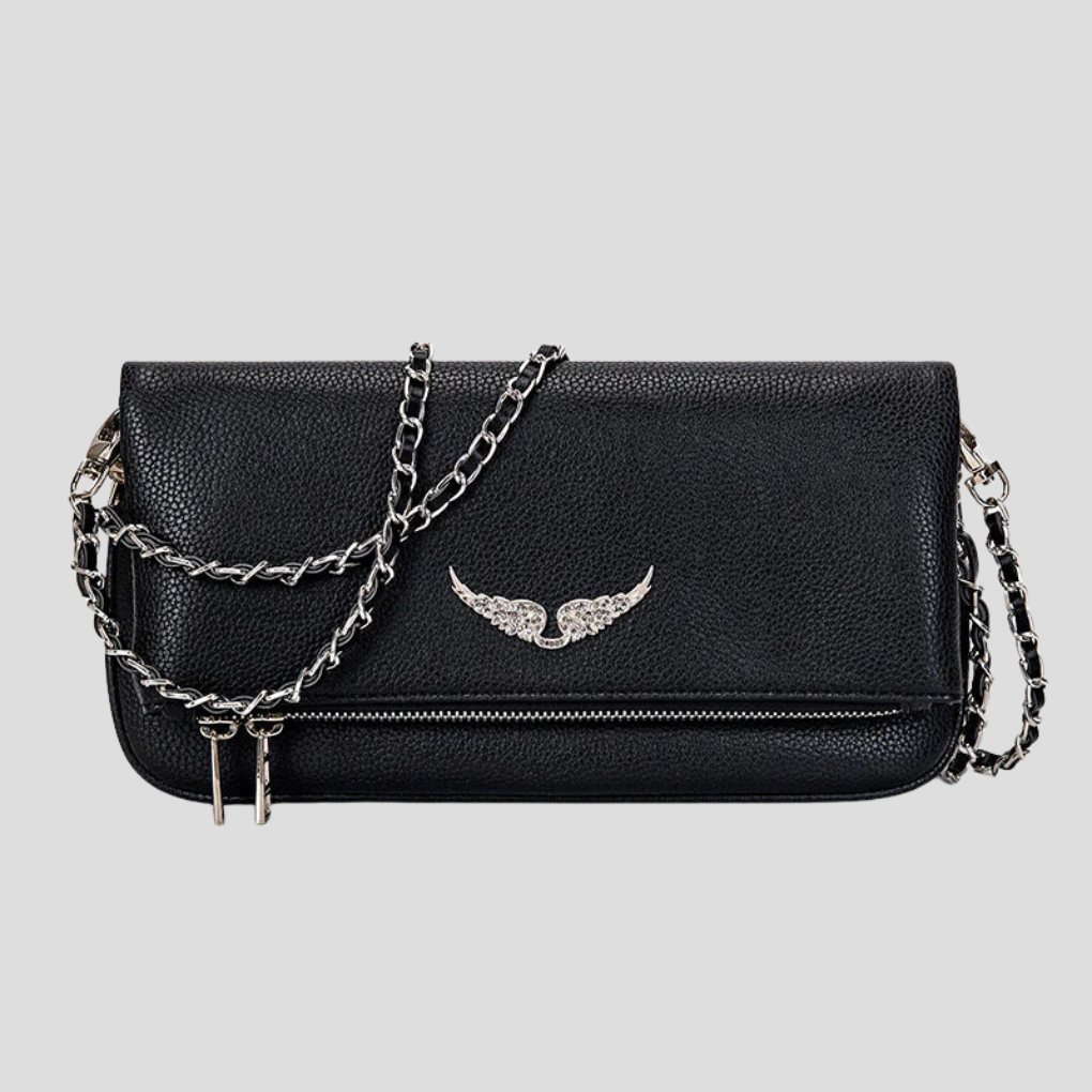 Niki | Women's Chain Strap Clutch Bag with Wing Detail