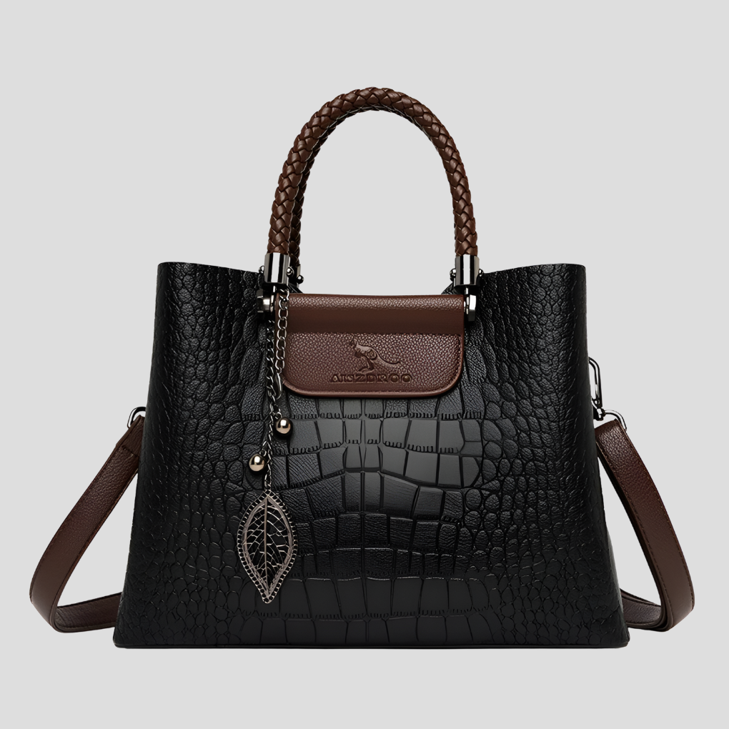 Niki | Women's Croc Embossed Tote Bag with Braided Handles