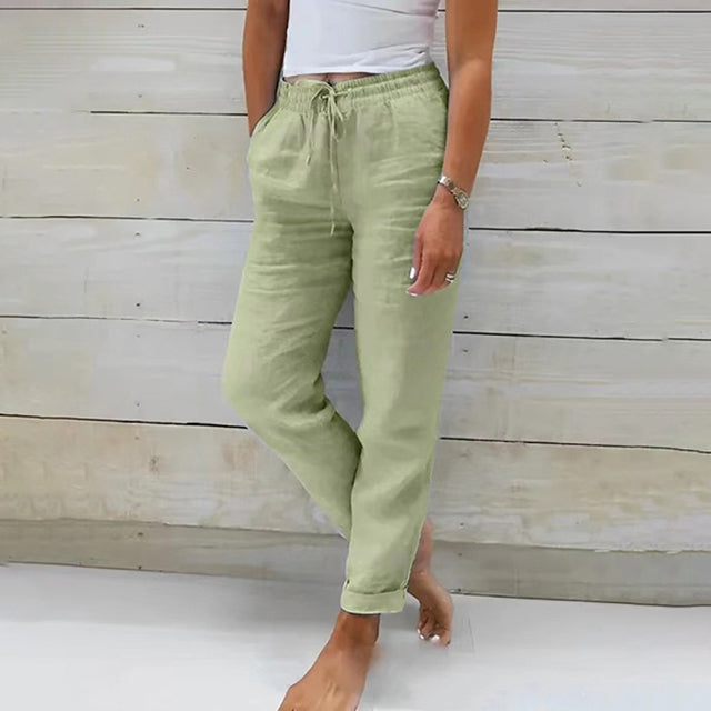 Airy Linen Trousers with Drawstring Waist