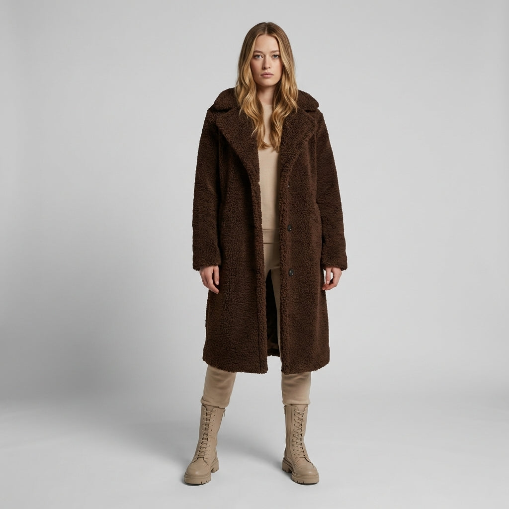 Women's Cozy Long Teddy Coat