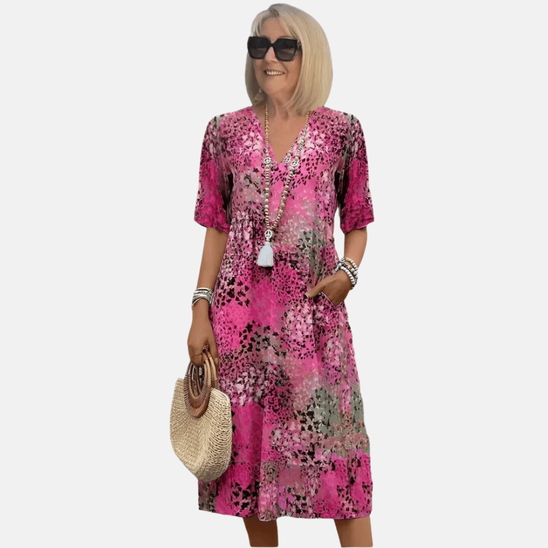 Niki | Women's Comfortable Abstract Print Midi Dress
