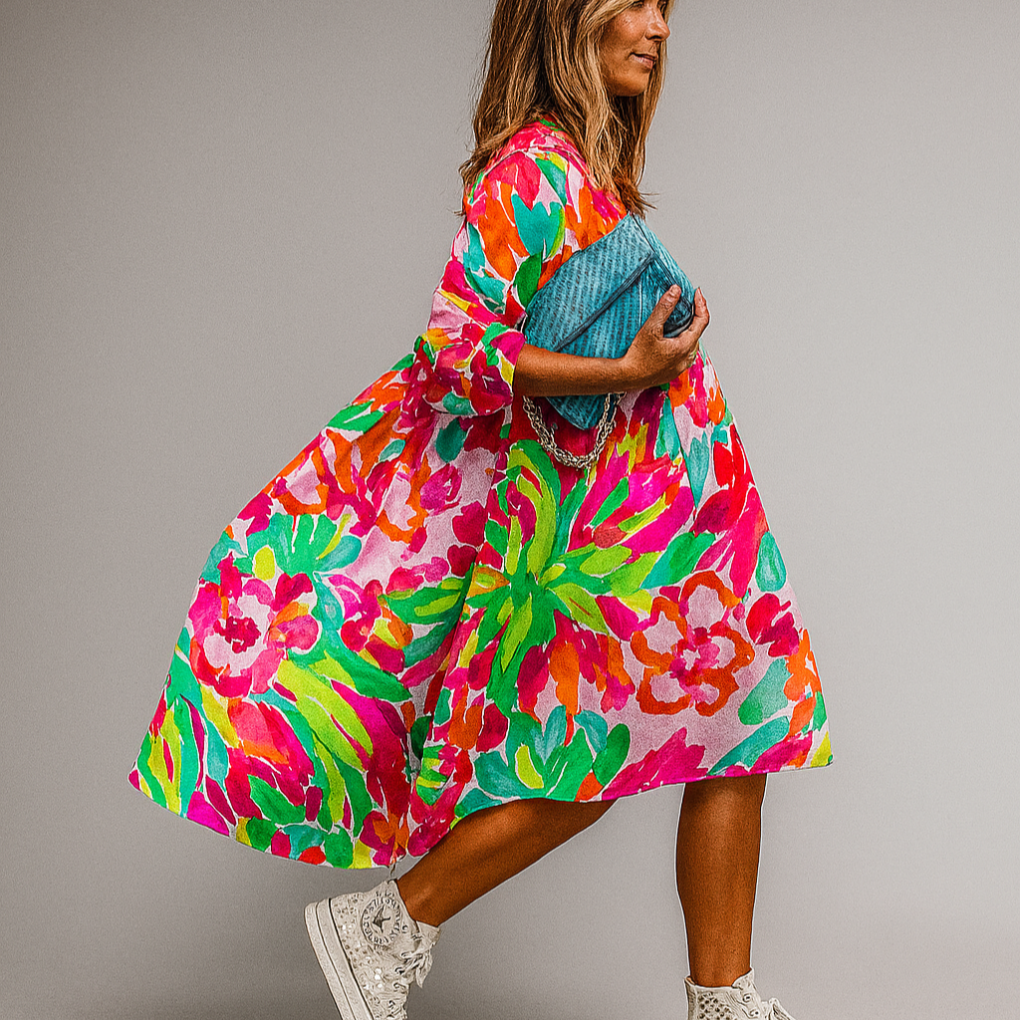 Women's Effortless Floral Midi Dress