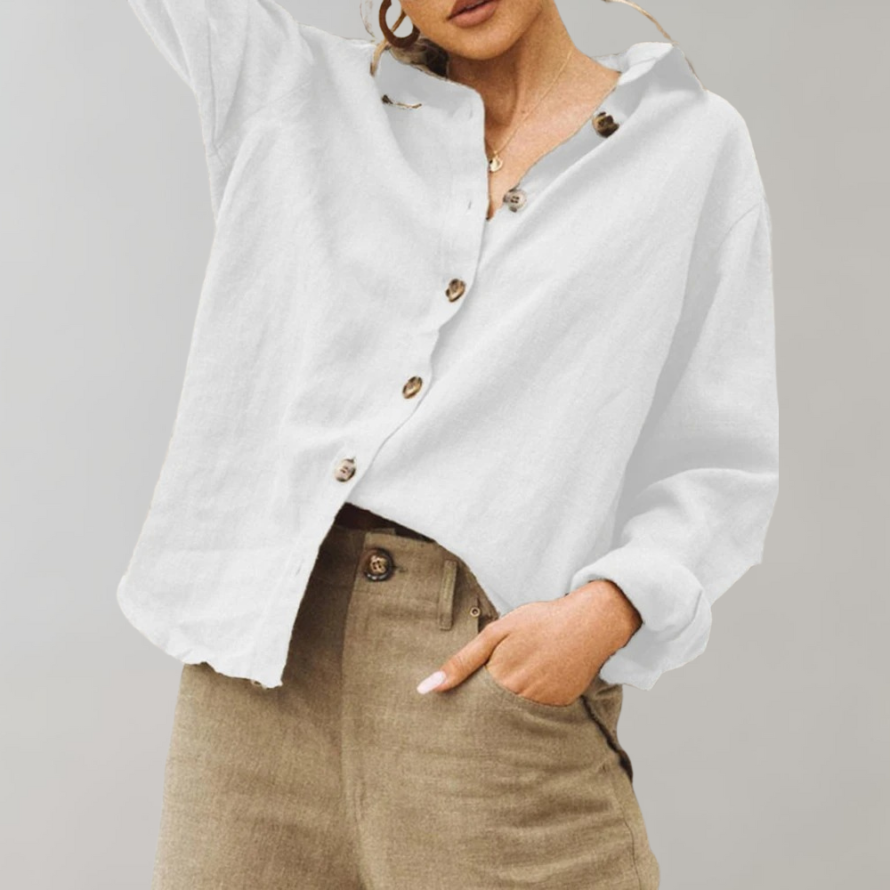 Niki | Loose Fit Cotton Linen Button-Up Shirt