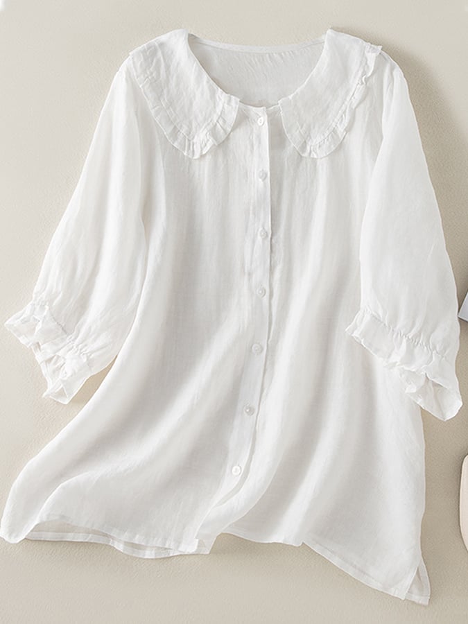 Niki | Women's Ruffle Collar Three-Quarter Sleeve Shirt