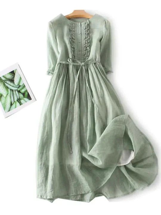 Niki | Women's Breezy Ruffle Linen Maxi Dress