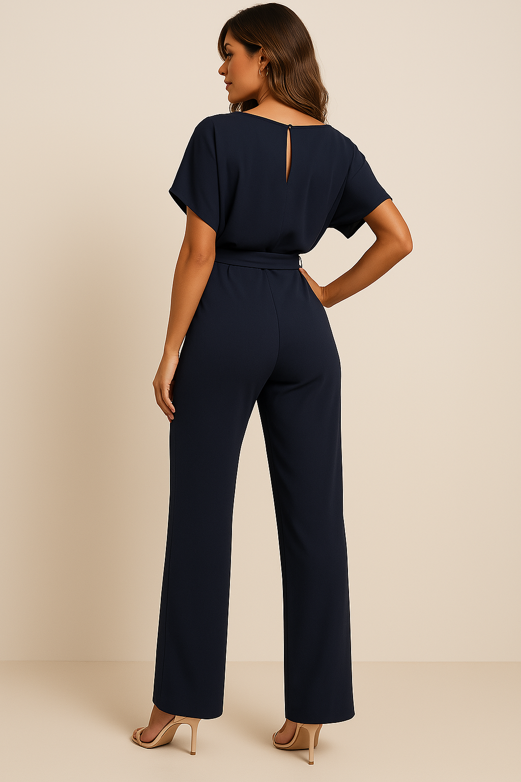 Belted Wide Leg Jumpsuit with Chic Silhouette