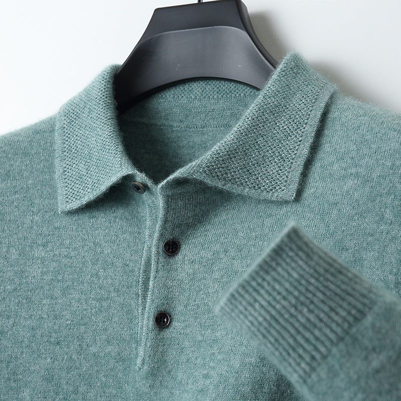 NordicLuxe Stockholm-Style Cashmere-Merino Wool Polo Shirt