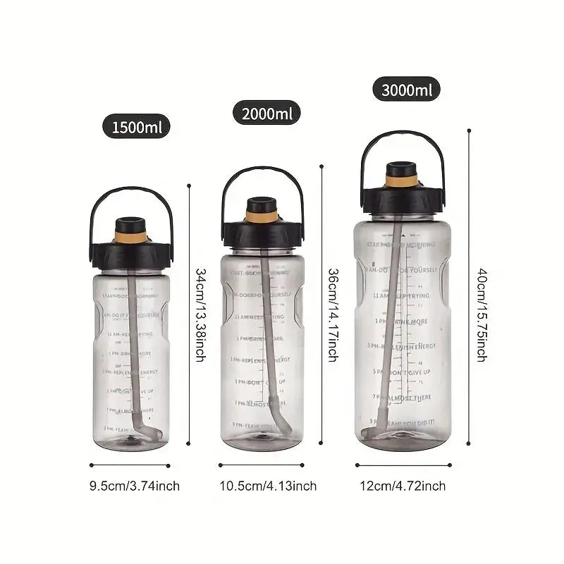 Large water bottle 1.5L 2L 3L with straw