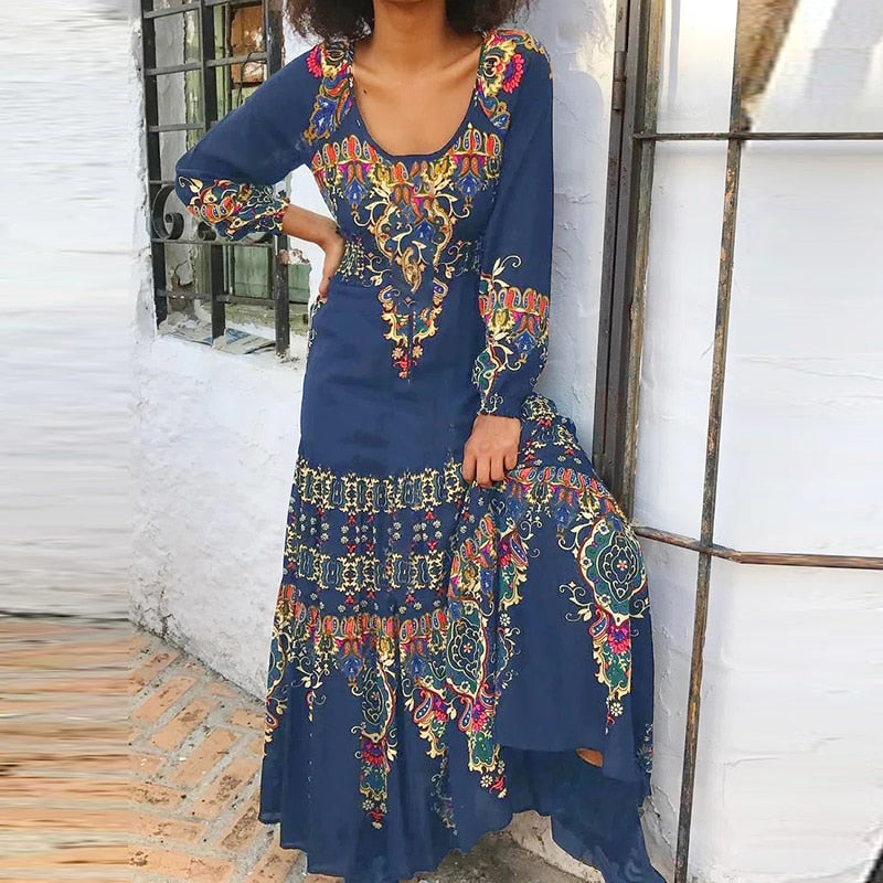 Boho Print Maxi Dress for Women