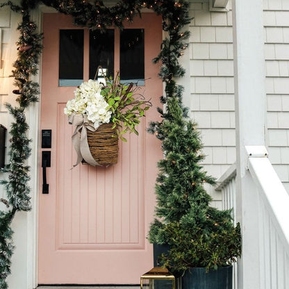 🎁Christmas Gift💐Cream Hydrangea Door Hanger Basket Wreath