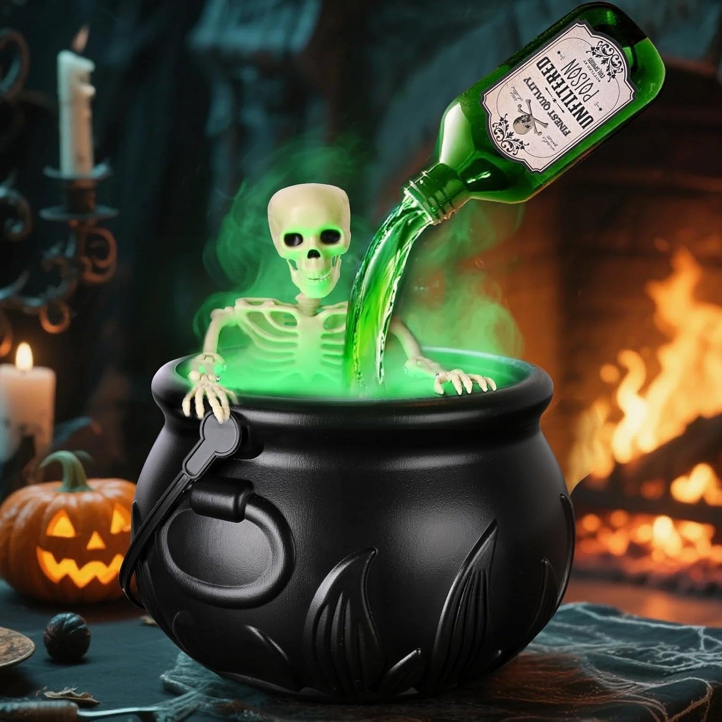 💀Halloween Cauldron Decor with Magic Floating Potion Bottles and Diffuser