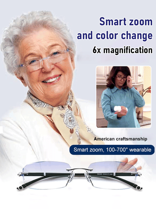 🔥Metal Frameless Highgrade Reading Glasses👍Blocks Blue Light, Radiation, and ultraviolet rays, Relieves Eye Fatigue👓️