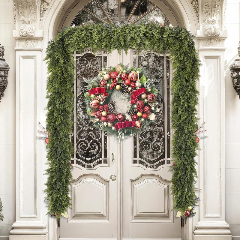 💥6 FT Artificial  Cypress Rattan – Real Touch Winter Greenery