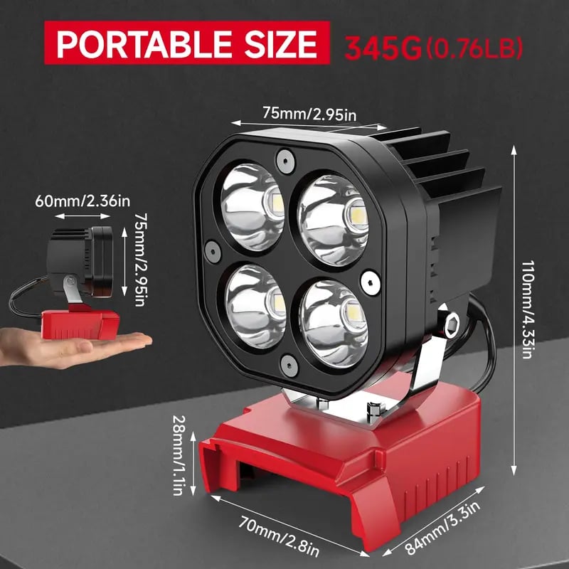 🔥LAST DAY 50% OFF - 🛠️💡LED Work Light Compatible with Milwaukee 18V Battery/Dewalt 18V&20V Battery