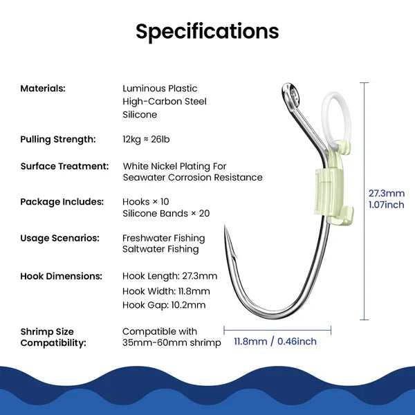 Eettsy Luminous Live Shrimp Hooks
