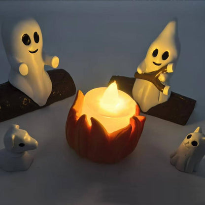 Ghost Campfire Resin Ornament for Halloween Decorations, Unique Halloween Party Decor