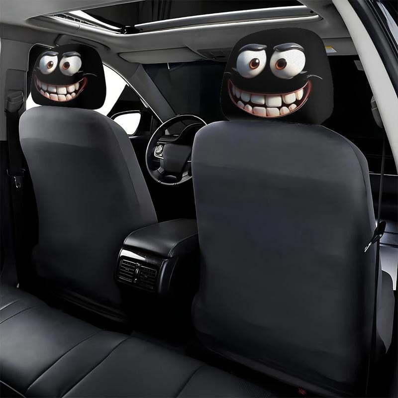 😆 Funny Cartoon Car Headrest Covers – 2PCS Universal Fit 🚗