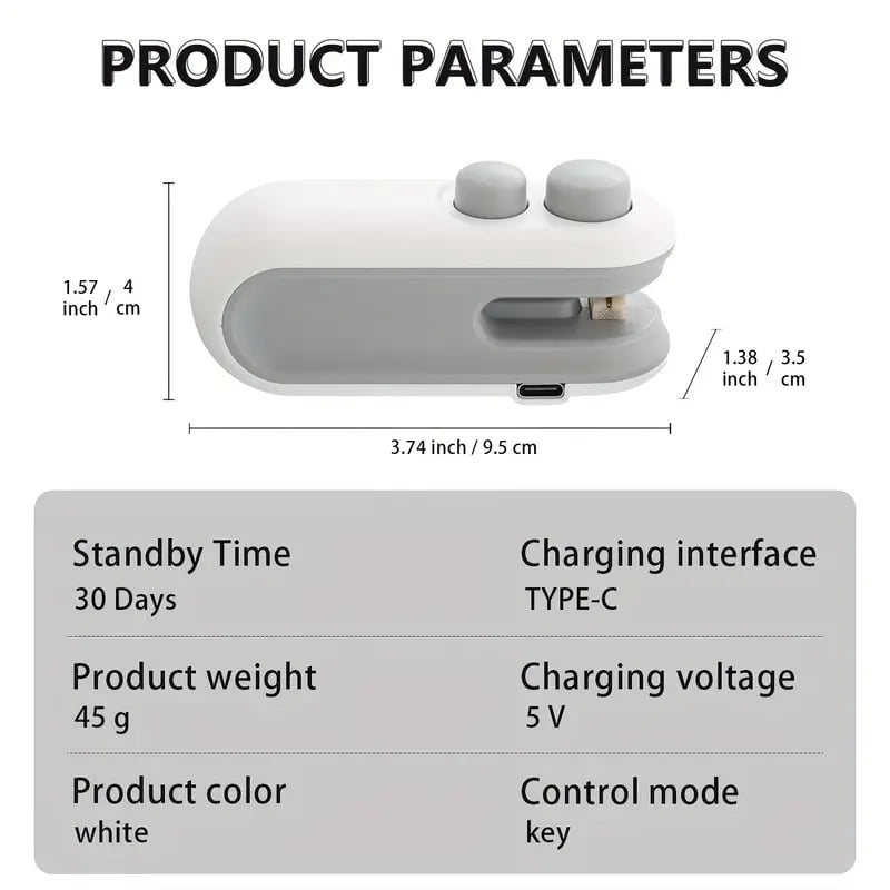 Small 2-in-1 Rechargeable Magnetic Snack Sealer