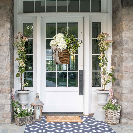 🎁Christmas Gift💐Cream Hydrangea Door Hanger Basket Wreath