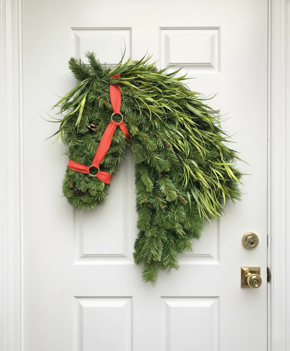 🐴Horse Head Wreath – Rustic Farmhouse Equestrian Door Decor✨