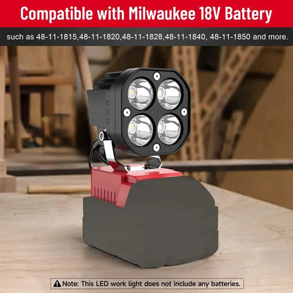 🔥LAST DAY 50% OFF - 🛠️💡LED Work Light Compatible with Milwaukee 18V Battery/Dewalt 18V&20V Battery
