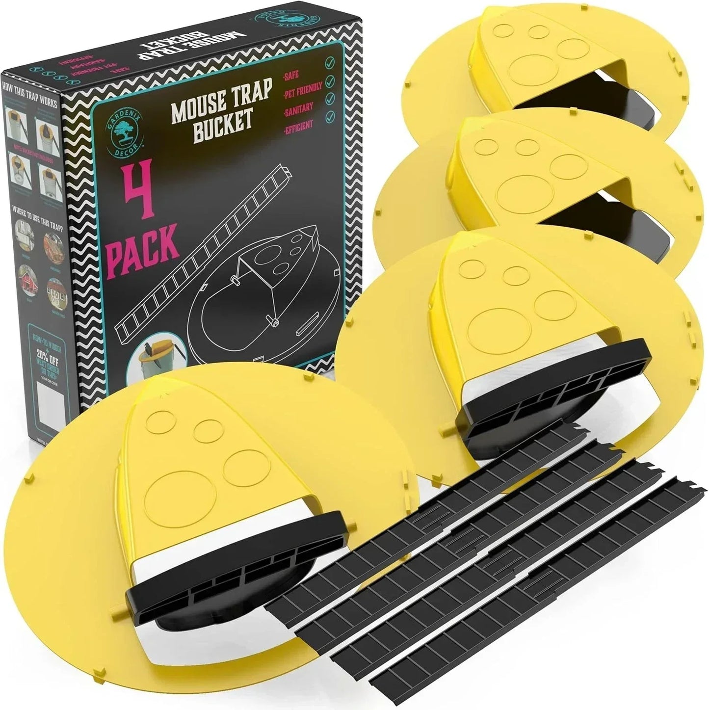 4 Pack Humane Bucket Rodent Traps