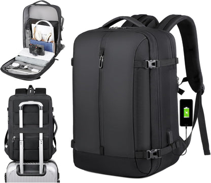 40L Expandable Waterproof Travel Backpack with USB Port & 17” (43.18 cm) Laptop Sleeve – AirVoyage