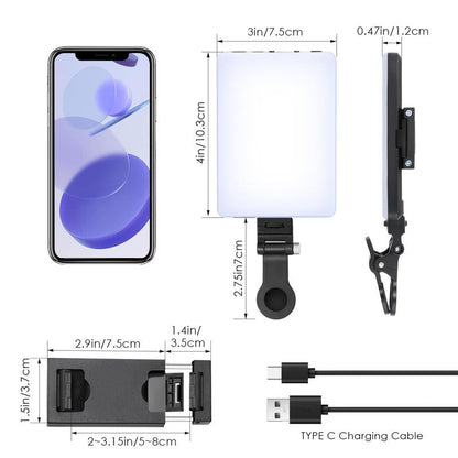 60 LED High Power Selfie light,Rechargeable Clip Fill Video Conference Light with Front & Back Clip