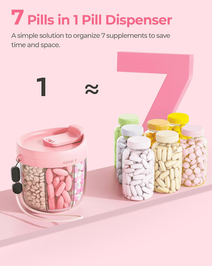 Last Day Promotion Pill Dispenser Bottle with 6 Compartments | Never Miss a Dose Again!