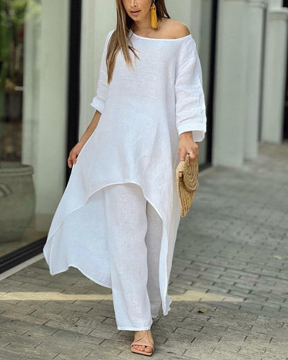 🔥SUMMER SALE🔥 Casual Irregular Long Sleeve Two-piece Set 💥 BUY 2 FREE SHIPPING