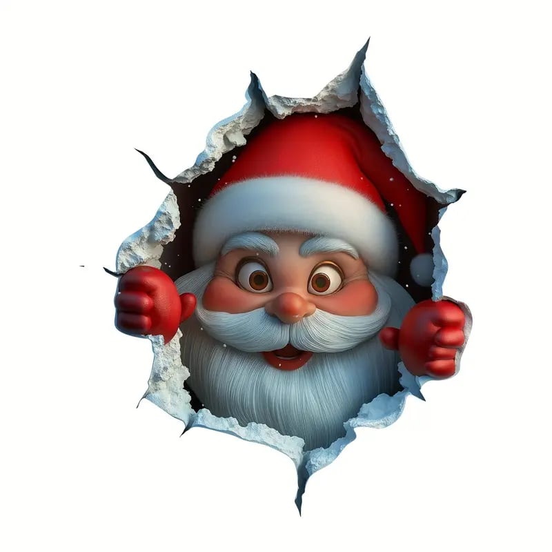 "Santa's Breaking In!" Christmas Wall Sticker 🎅 Funny Holiday Decor for Home 🎄