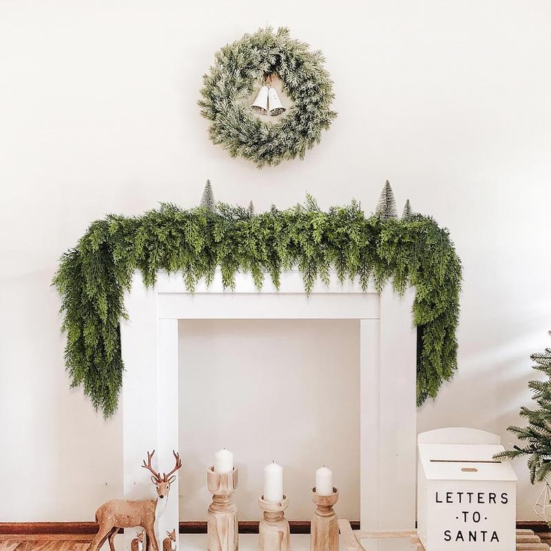💥6 FT Artificial  Cypress Rattan – Real Touch Winter Greenery