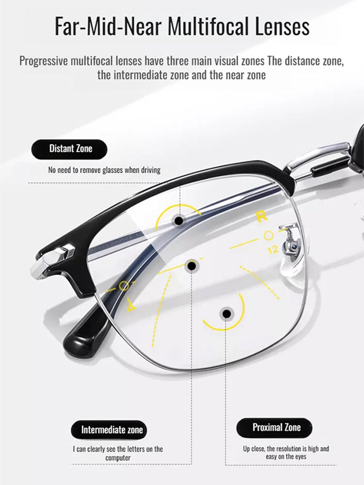 🔥Auto-Focus Eyeglasses with Adjustable Eyebrow Frame and Blue Light Blocking for Presbyopia