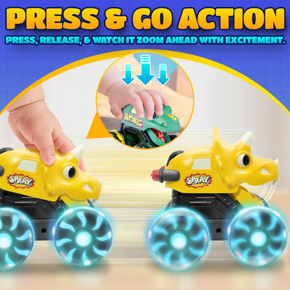 🚗 Press & Go Dino Truck Toy with Motion Activated Light for Toddlers