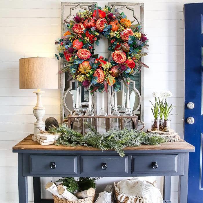 💖Fall Peony And Pumpkin Wreath - Year Round Wreath