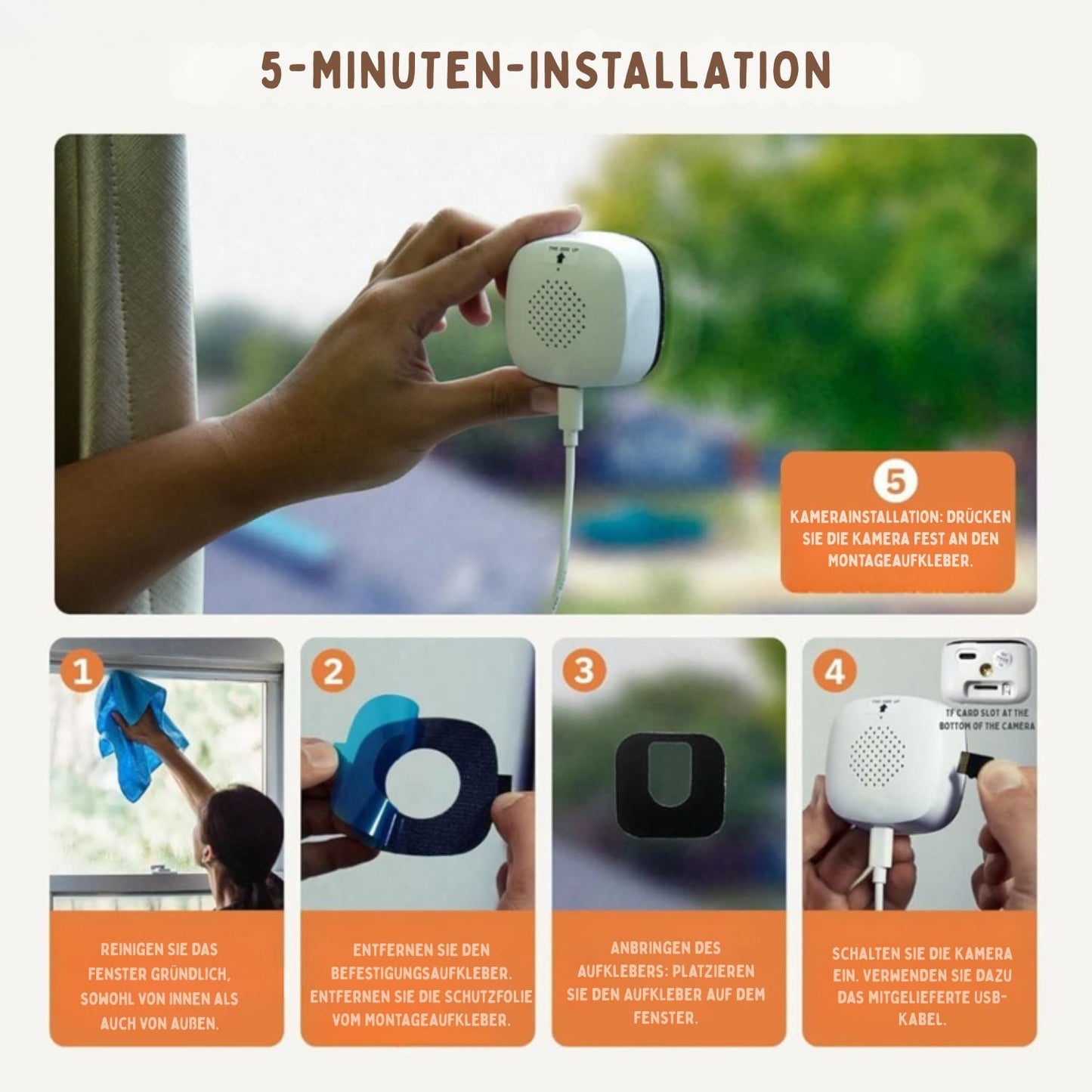 VueProtect™ | Diskrete Innenkamera für Ihr Zuhause – Schutz ohne Bohren