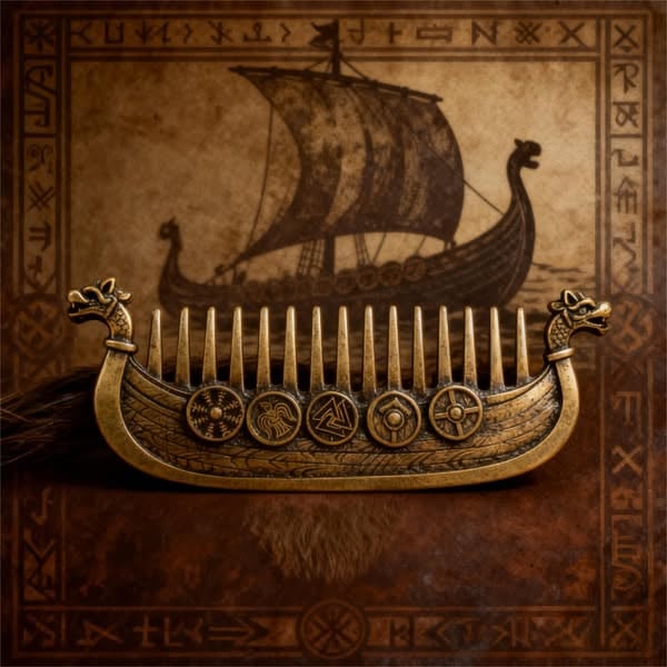 🛡️Last Day 49% OFF⚔️ Viking Drakkar Beard Comb | Hand-Cast Metal