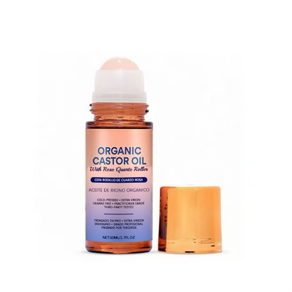 🏆#1 Best Seller ⏰Organic Golden Castor Oil Roll-On with Rose Quartz