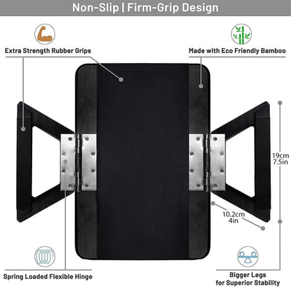 Bamboo Couch Armrest Tray with Clip-On Design