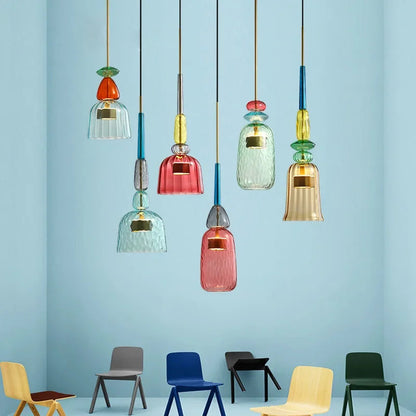 Adjustable Height Pendant Light with Vibrant Colors