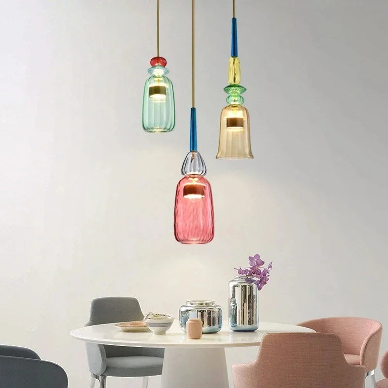 Adjustable Height Pendant Light with Vibrant Colors